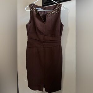 ANNE KLEIN Elegant Brown Sleeveless Dress